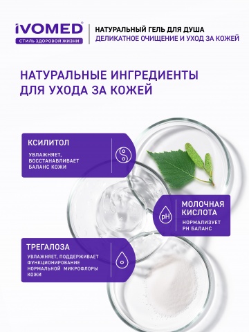 Гель для душа IVOMED MEN ЭНЕРГИЯ И УВЛАЖНЕНИЕ, 300 мл