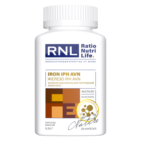 RNL Железо 36 мг с пептидом сосудов, 30 капс.