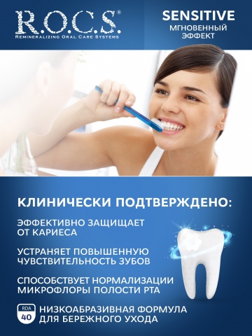Зубная паста R.O.C.S. SENSITIVE Мгновенный Эффект, 94 гр